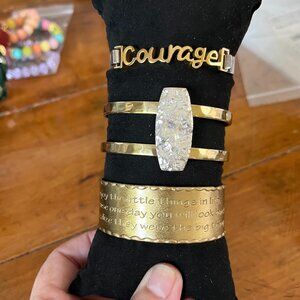 Rustic Cuff Inspirational Cuff Bracelet Set Courage Enjoy the little things....